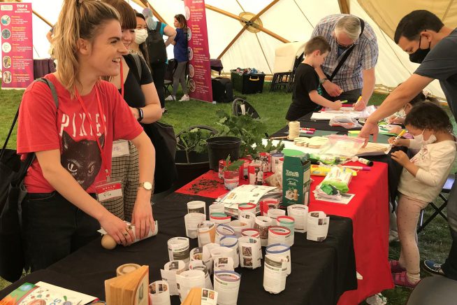 Planting stall in tent