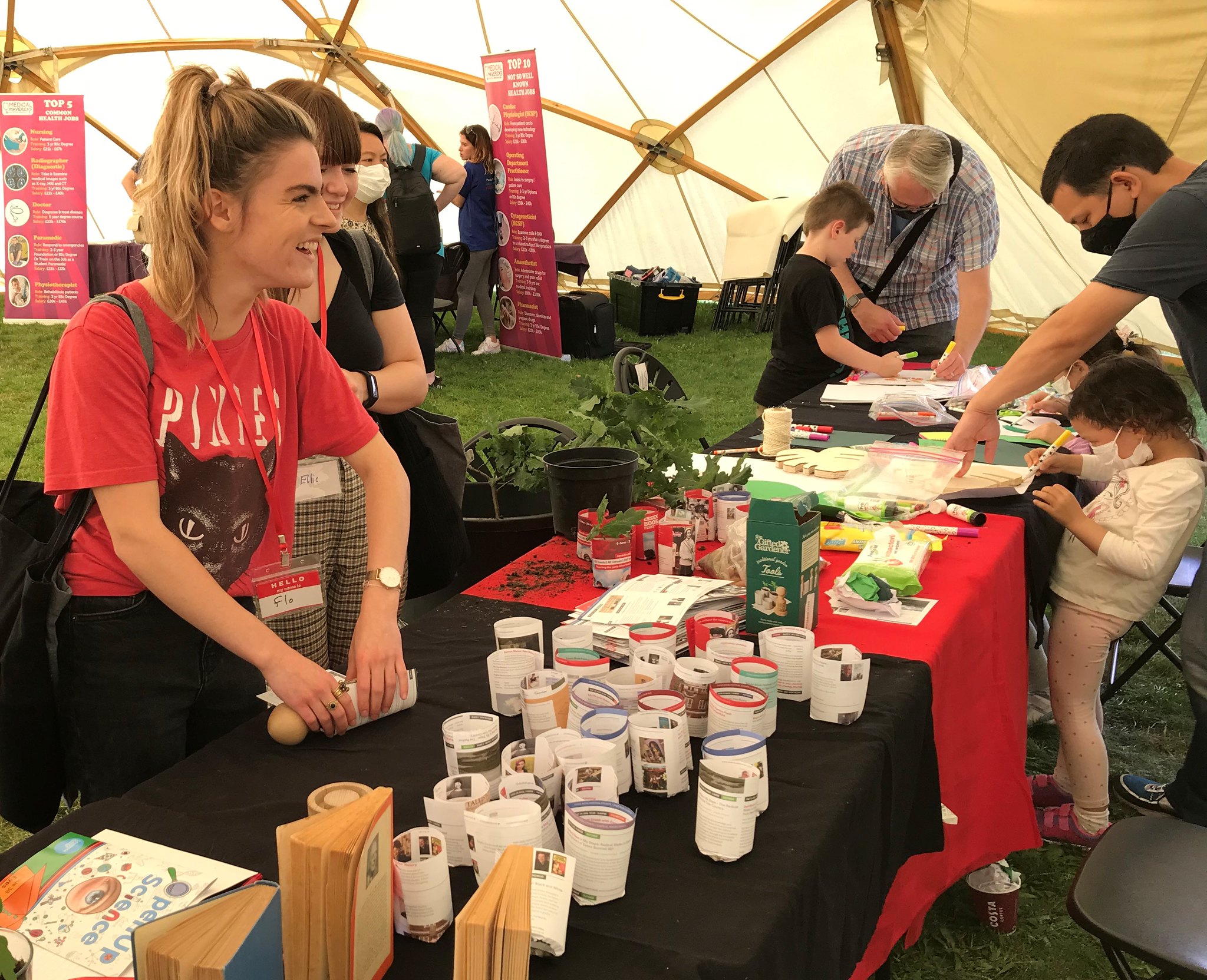 Planting stall in tent